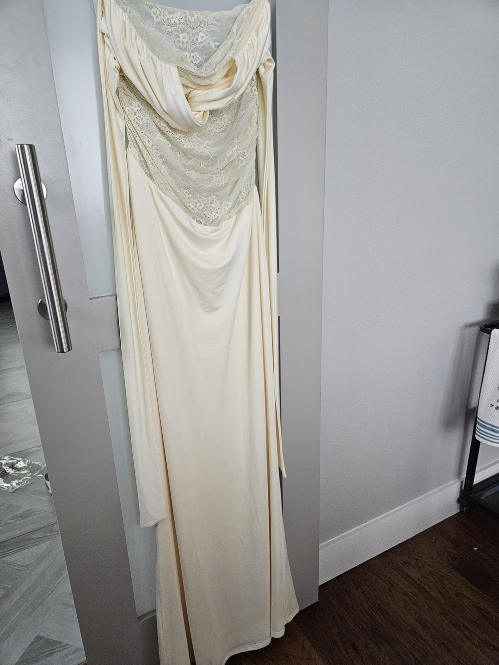 Peppermayo Cream Lace-Detail Maxi Dress